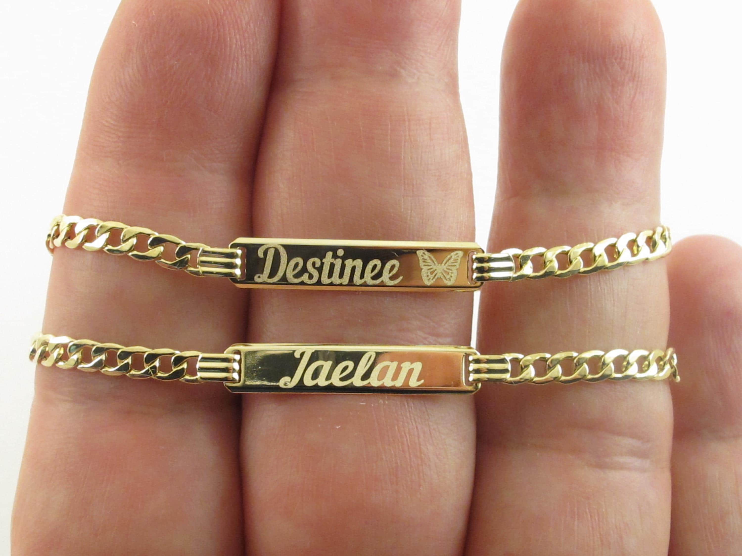 14k Solid Gold Baby ID Kubanisches Armband • Einstellbare Kleinkind Kind ID Armband • Benutzerdefinierter Name Gravur Goldarmband Ist Geschenk Für Kinderschmuck - Österreich