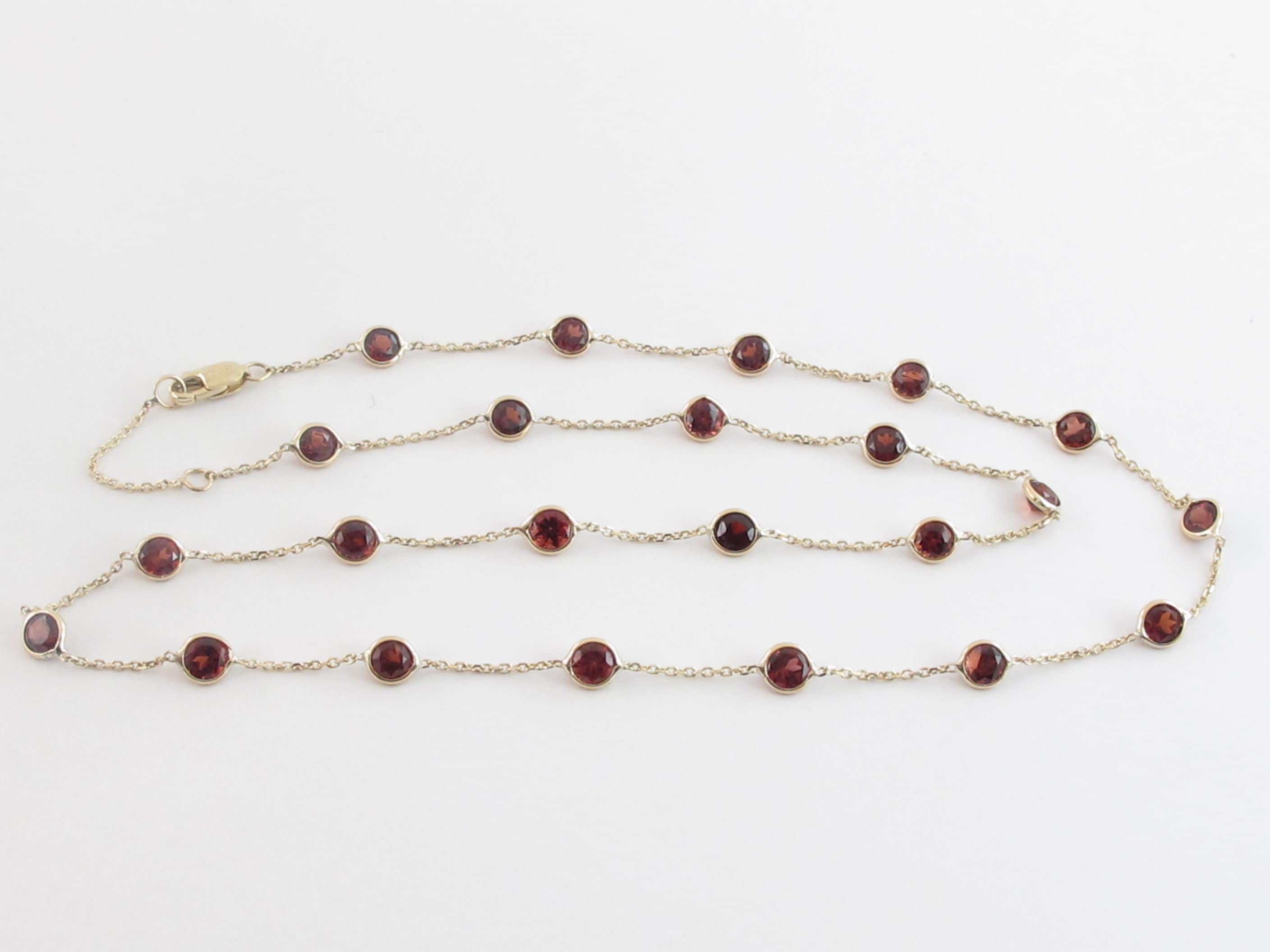 Garnet by the Yard Station Necklace 14k Yellow Gold 16 18 20