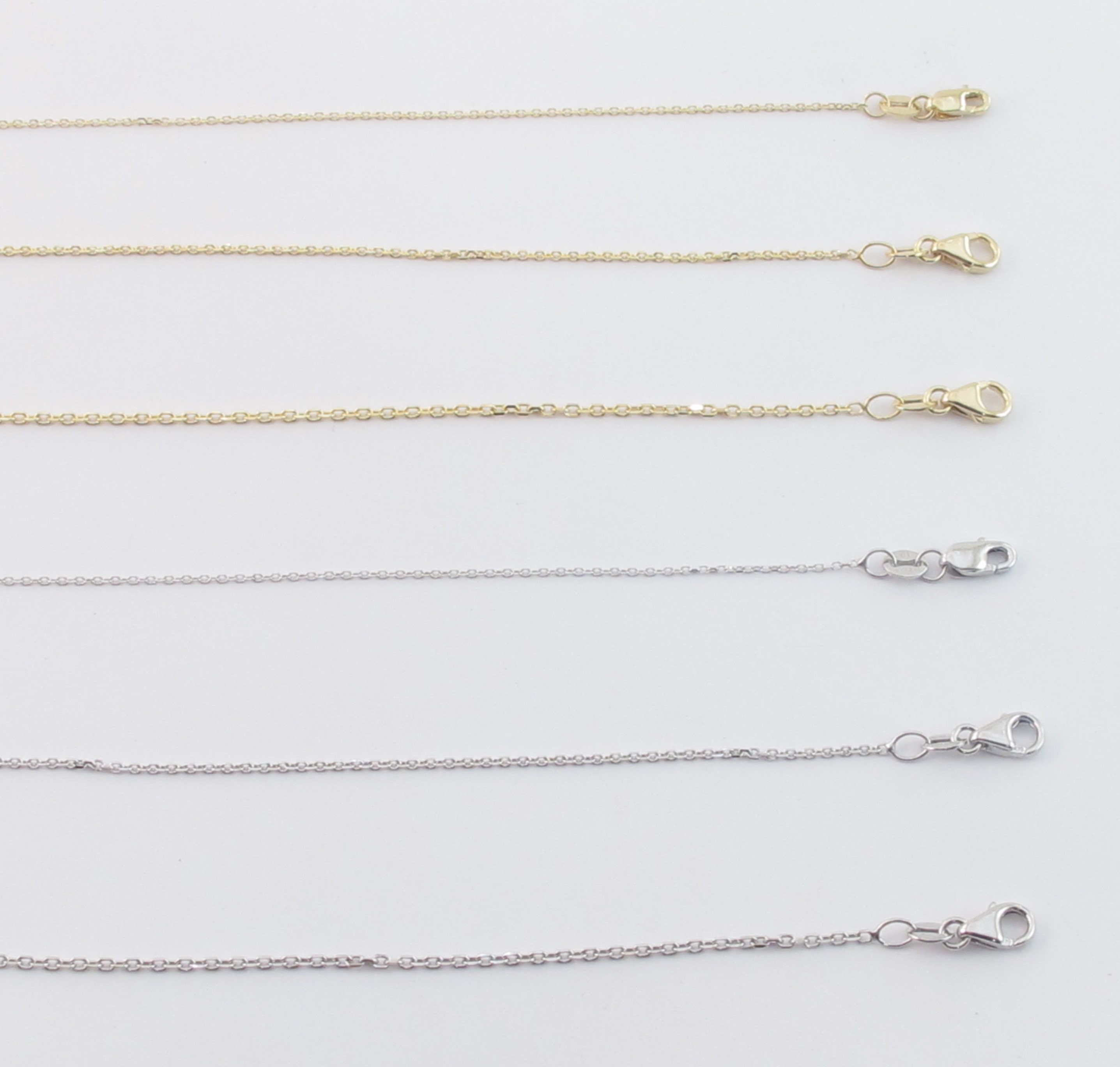 14k Gelbgold Verstellbar 1mm Diamantschliff Kabel Kette