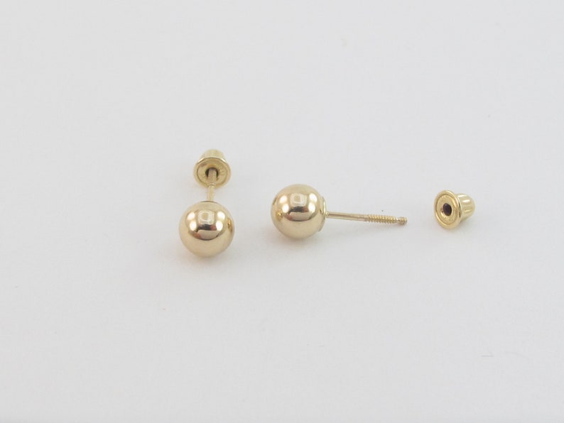 Real 14k Yellow Gold Ball Stud Earrings Screw Back Studs 3 Mm Etsy