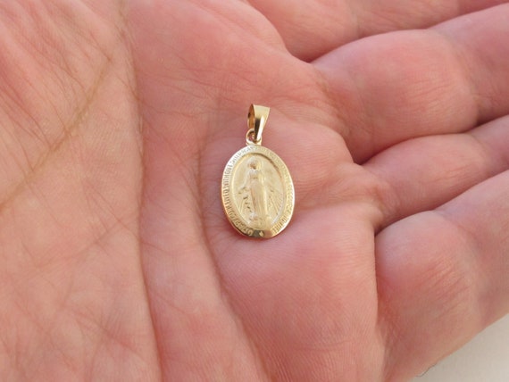 Real 14k Solid Yellow Gold Virgin Mary 