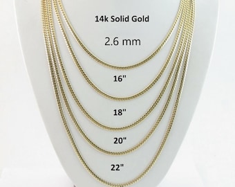 14k Solid Yellow Gold Miami Cuban Chain Necklace - 2.6mm Wide