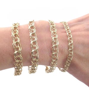 14k Solid Yellow Gold Charm Bracelet: Lobster Clasp