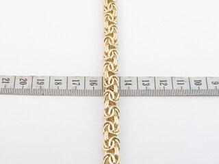 Bracciale Uomo Modello Bizantina Oro Giallo 14kt (585) - Larghezza 2,3 Mm, Lunghezza 18,7 Cm, Chiusura Aragosta, Made In Germany