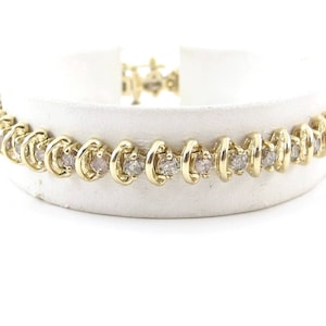 14k Yellow Gold Diamond Tennis Bracelet 7 1/4&quot; 3.00 carats