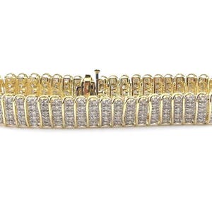 14k Yellow Gold Diamond Tennis Bracelet - Elegant S Link Bracelet 5.00 carats
