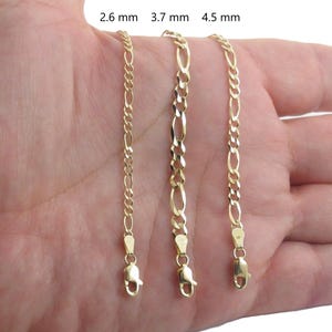 10k Solid Yellow Gold Figaro Bracelet (7&quot;, 8&quot; , 8.5 &quot;)