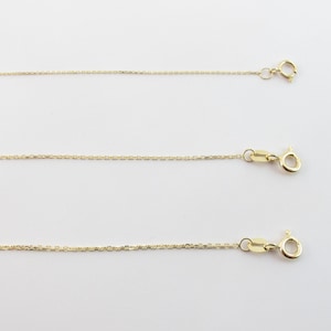 14k Solid Yellow Gold Cable Chain 16 18 20 0.6 mm , 0.8 mm , 1.1 mm Shiny Diamond Cut Chains image 5