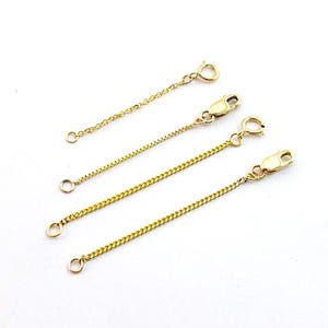 14k Solid Yellow Gold Chain Extender: Box, Cable, Gourmette