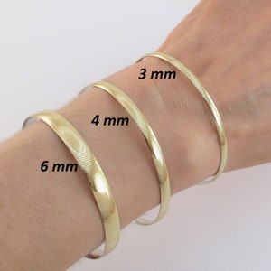 Reversible 14k Solid Gold Omega Bracelet 7&quot;,  8&quot;- Yellow And White Gold Flexible Bracelet - 3 mm , 4 mm And 5 mm Wide