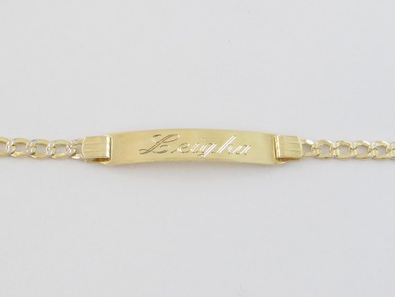 14K Gold Paper Clip Link Engravable ID Baby Bracelet