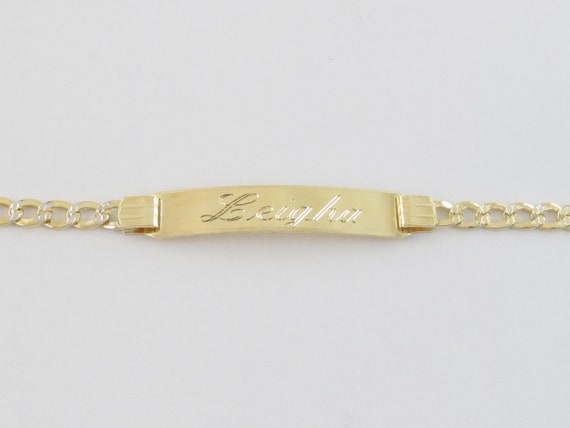 14K Gold Paper Clip Link Engravable ID Baby Bracelet