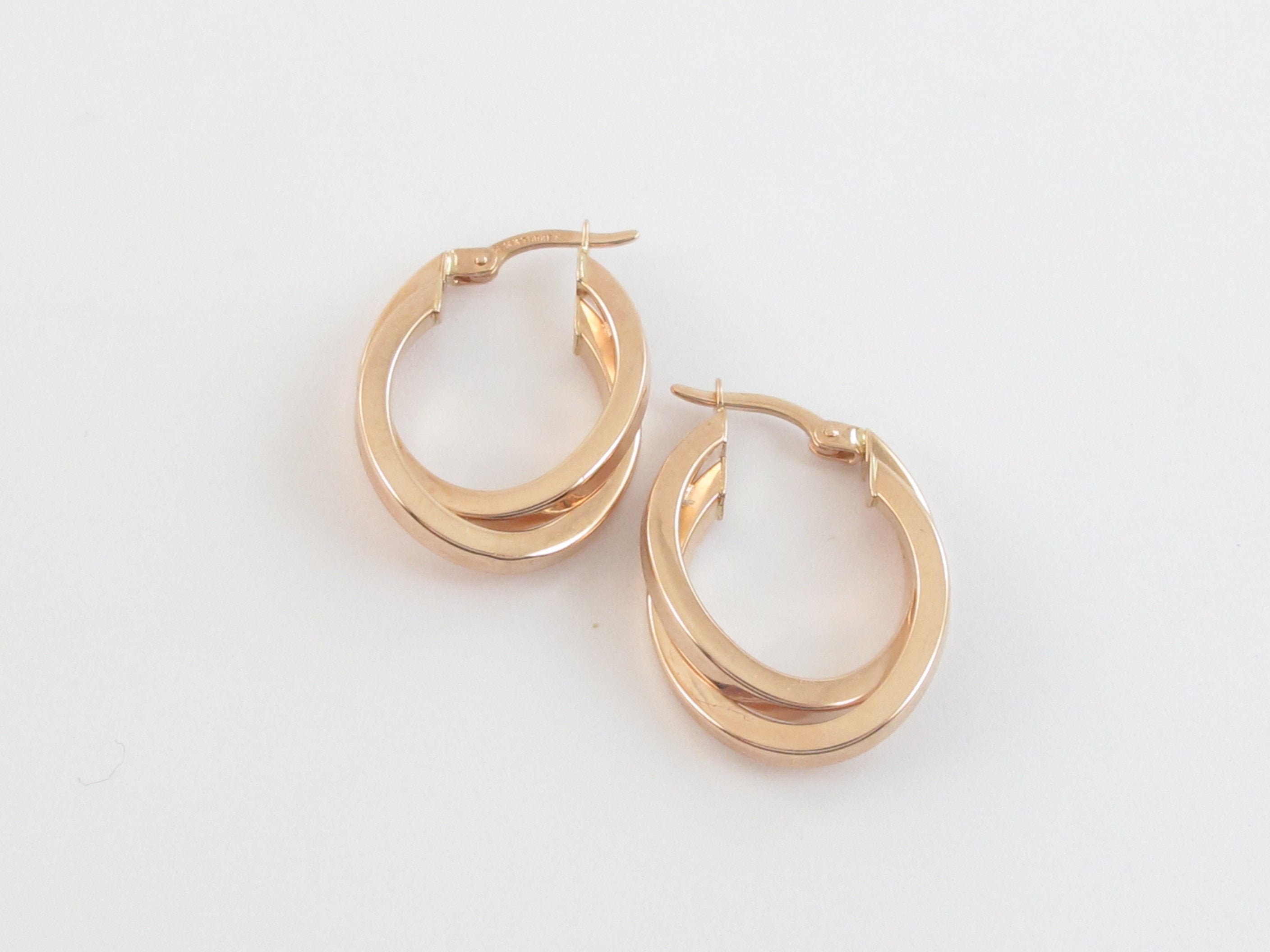 14 karat rose gold hoop earrings deals