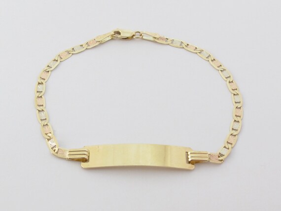 14k Solid Gold Baby ID Name Anchor Link Bracelet Birthday Gift Baby Shower Yellow White and Rose Gold Bracelet Engravable Etsy
