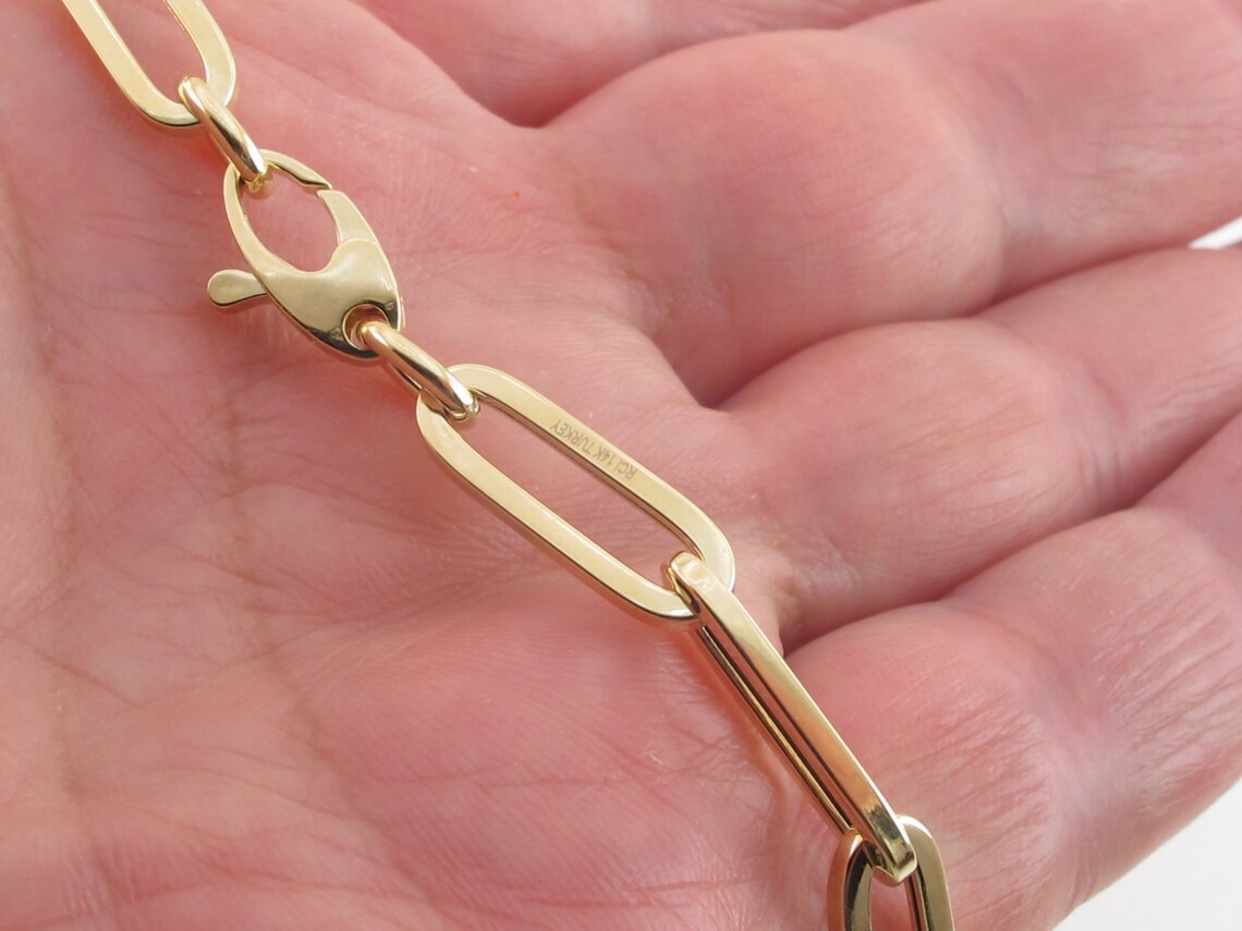 14k Yellow Gold Paperclip Necklace 18 20 Etsy