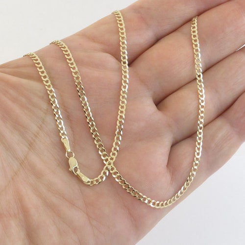 14k Solid Yellow Gold Cuban Curb Chain 
