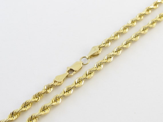 14K Yellow Gold 4.00mm Diamond Cut Rope Chain