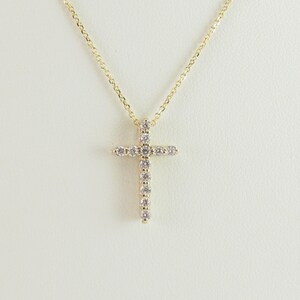14k Gold Diamond Cross Necklace 16 18 20 Available in Yellow and White ...