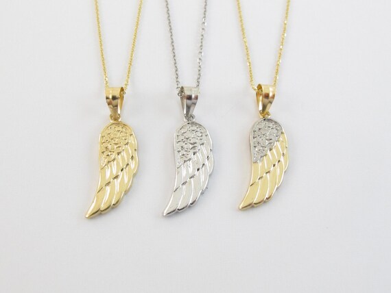14k Solid Gold Angel Wing Necklace 