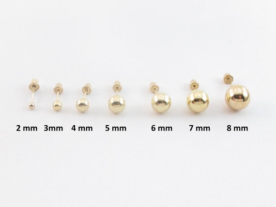 4MM Solid 14 Karat Gold Ball Earrings