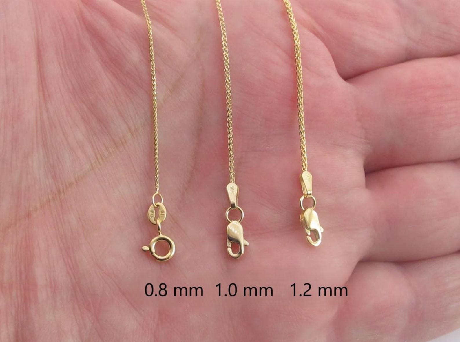 14k Yellow Gold Diamond Cut Wheat Chain Necklace ( 16