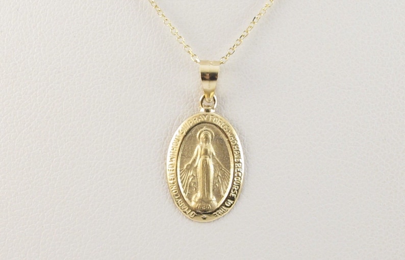 14k Yellow Gold Virgin Mary Pendant Necklace 14 16 Image 0