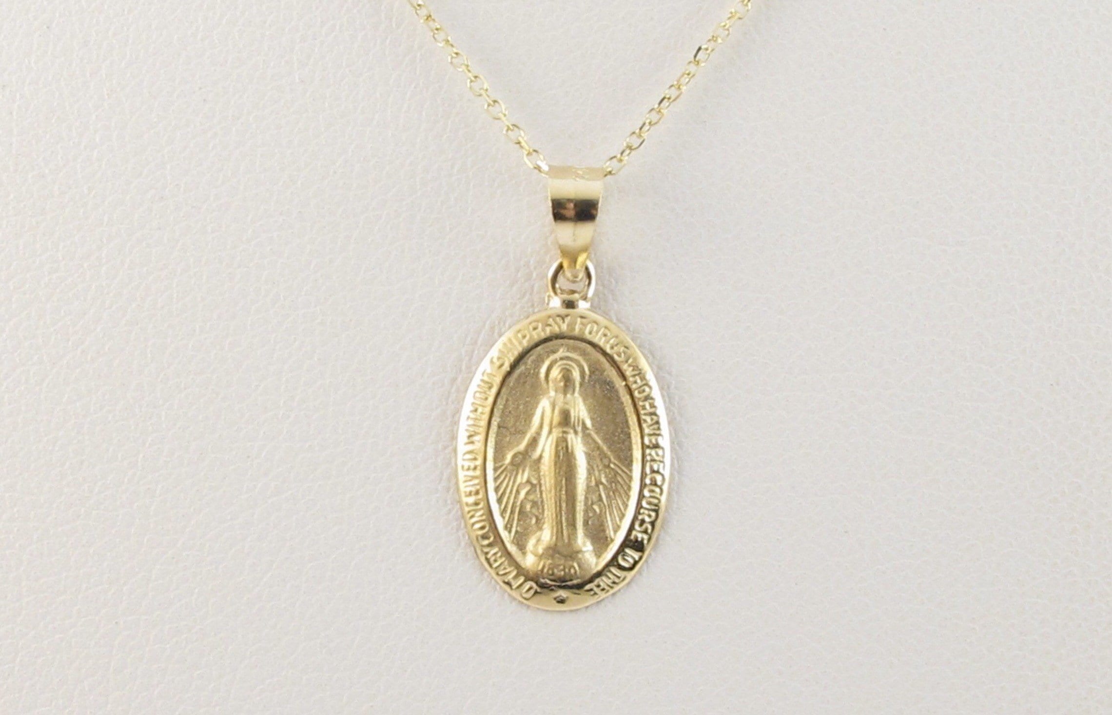 14k Solid Yellow Gold Virgin Mary Pendant Necklace: Baptism Gift - Etsy
