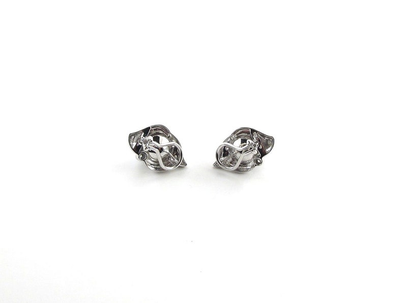 Diamond And Tahitian Black Earrings South Sea Pearl 18k White Gold image 5