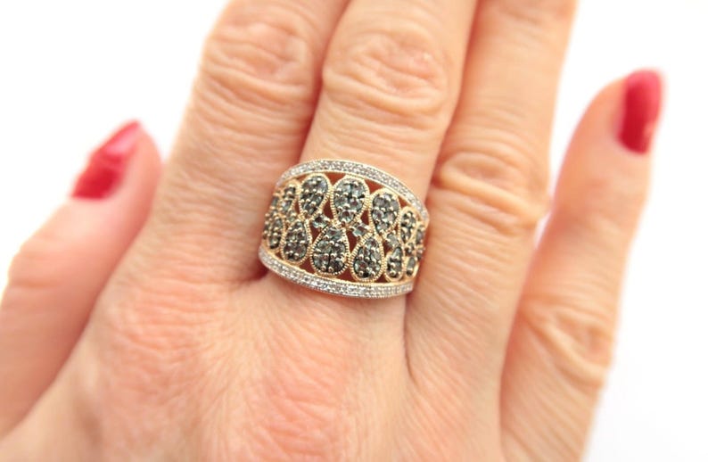 14K Yellow Gold Diamond And Tsavorite Ring Elegant Gemstones Ring 1.00 carat
