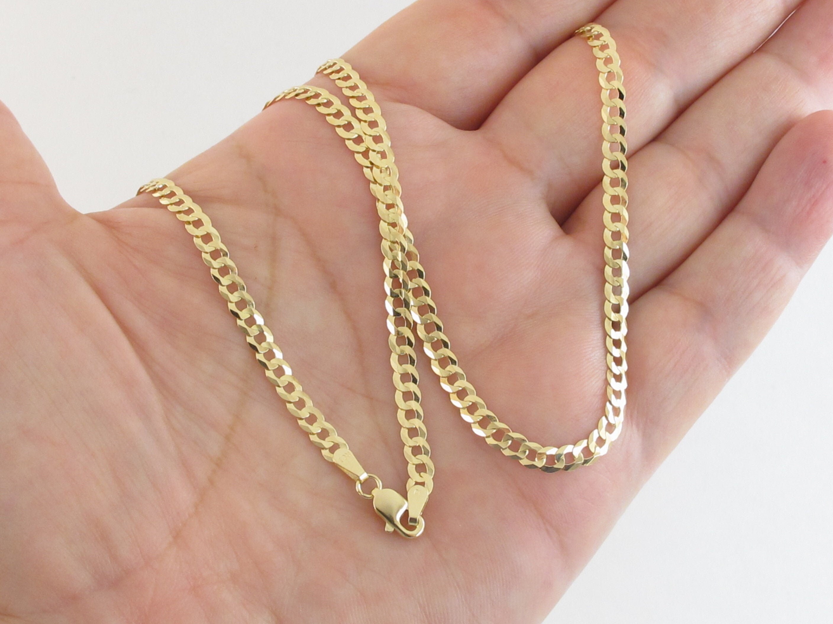 New 14K Solid Yellow Gold 3.2MM Cuban 