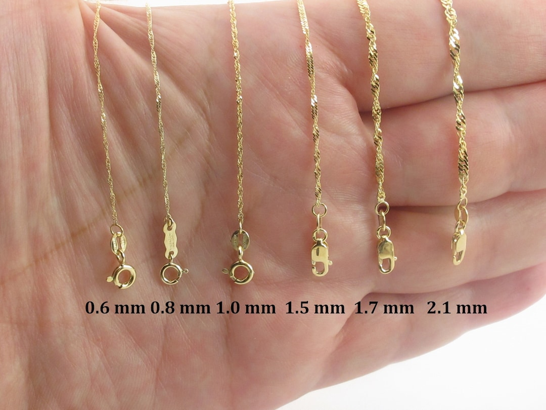 14K Gold Chain, 18, 1.3mm Replacement Rope Split Chain with 16-18' Adjustable, Layered Necklace 18 / White-Gold