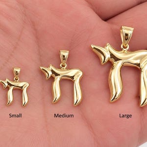 14k Solid Gelbgold Chai Charm Anhänger Halskette - S M L