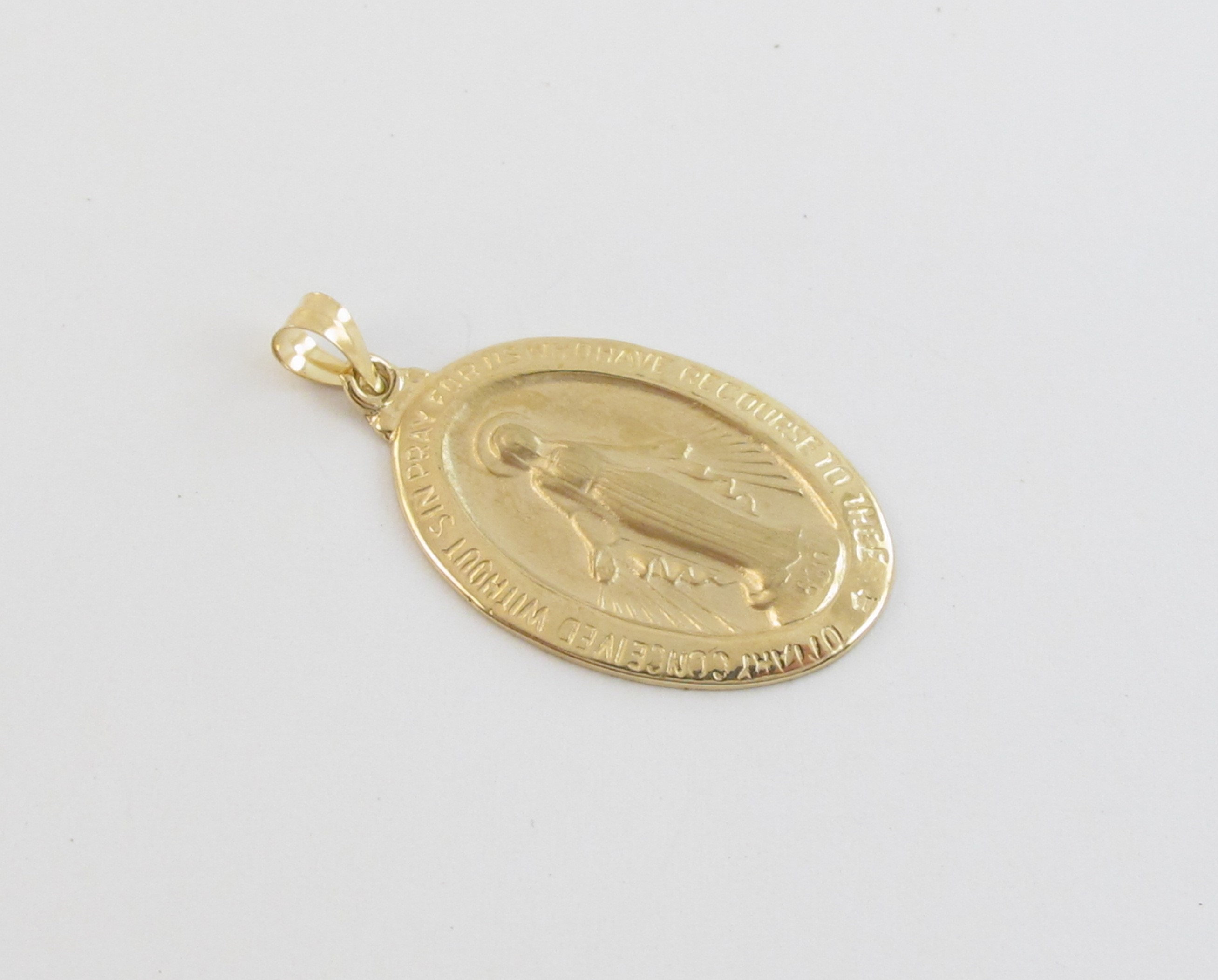 Real 14k Solid Yellow Gold Virgin Mary Pendant - Etsy