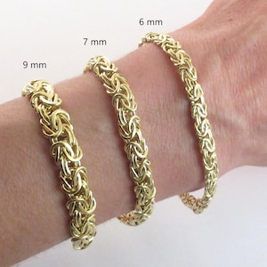 14k Yellow Gold Byzantine Bracelet And Necklace 7 1/4", 8 " , 18" - 6 mm , 7 mm , 9 mm wide