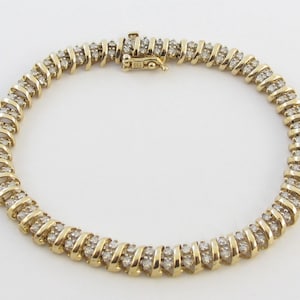 14k Yellow Gold Diamond Tennis Bracelet 7&quot; 2.00 carats