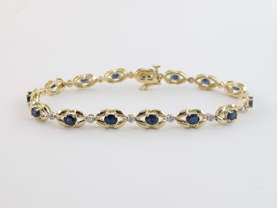 Sapphire and diamond tennis bracelet 14k yellow best sale gold