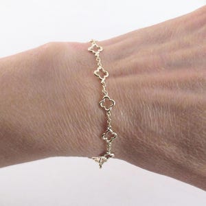 14k Solid Yellow Gold Irish Clover Bracelet And Necklace - 7" , 18" image 5