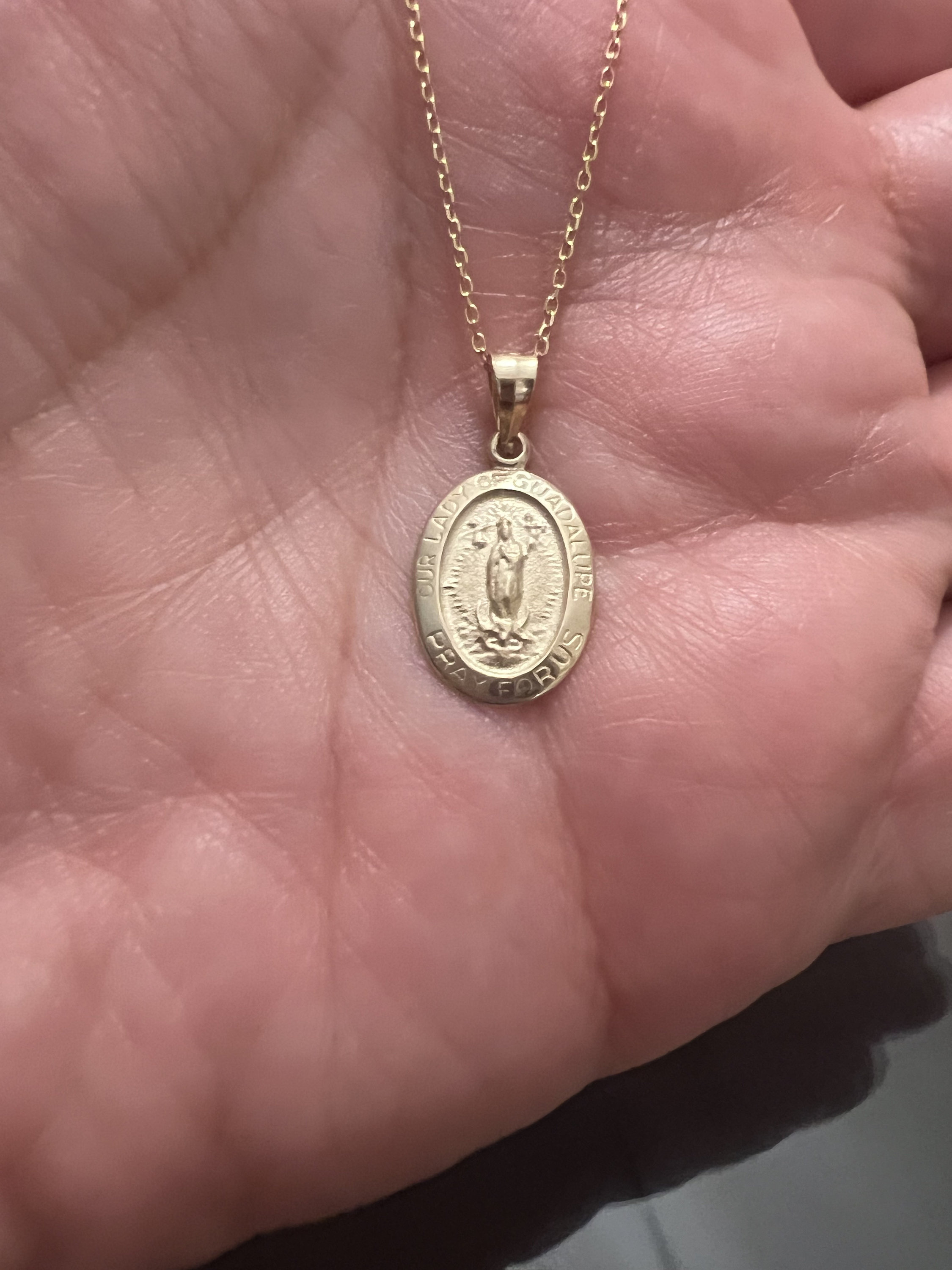 14k Solid Yellow Gold Lady of Guadalupe Charm Necklace 16" 18" 20" - Etsy