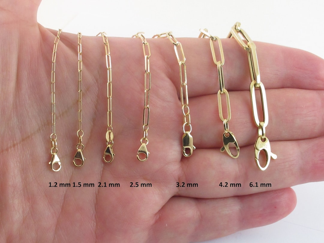 14K Gold 3.2mm Link Paperclip Necklace