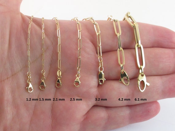 14K Large Paper Clip Chain Necklace 14K Yellow Gold / 18 Inches by Baby Gold - Shop Custom Gold Jewelry