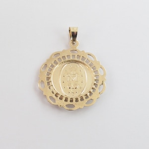 14K Solid Yellow Gold Miraculous Virgin Mary Pendant Necklace - Etsy
