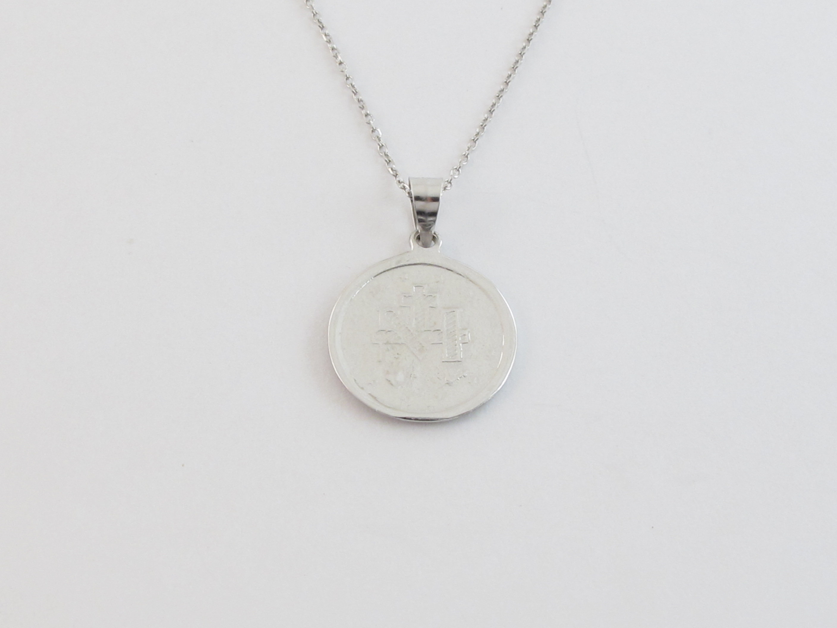 14k Solid White Gold Virgin Mary 