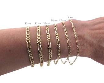 14k massivt Figaro-armband i gult guld - Dam & Herr