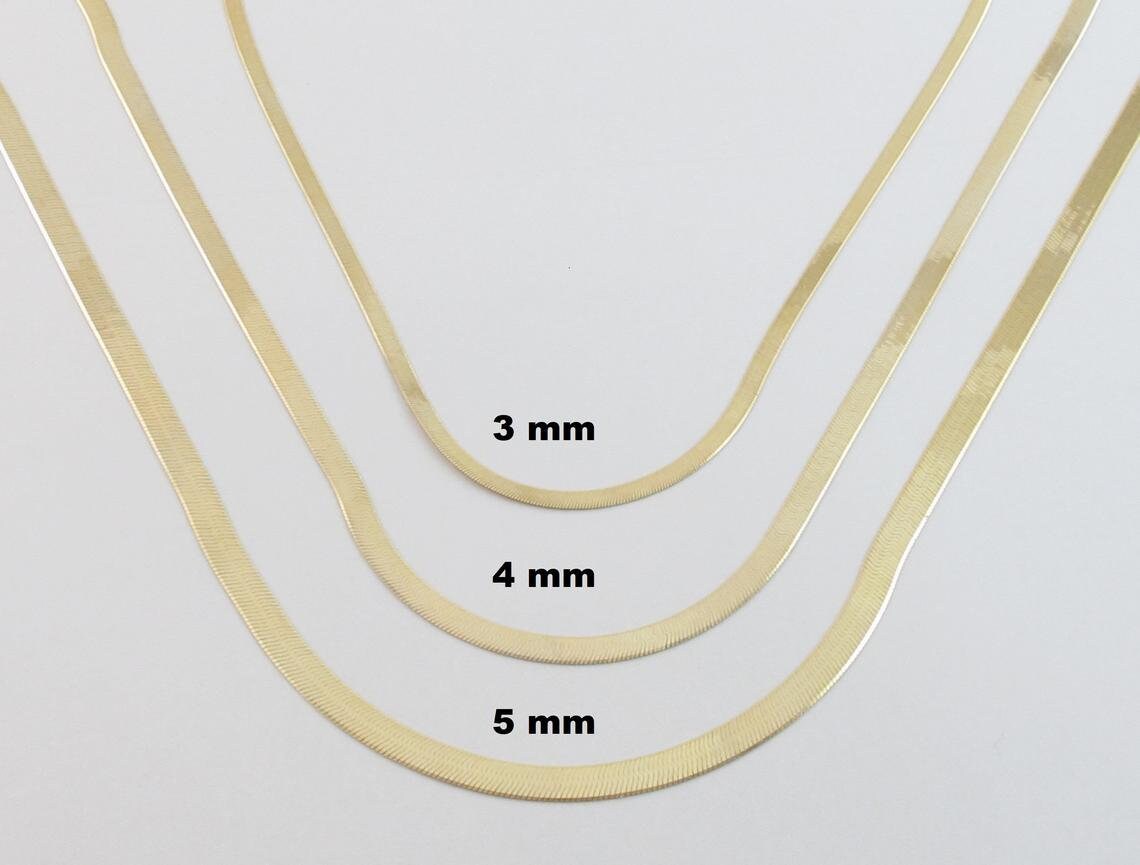 Collana In Oro Giallo 10 Kt Massiccio A Spina Di Pesce – Catena Flessibile 3 Mm, Lunghezza 16 Pollici, Made In Italy - Foto 14