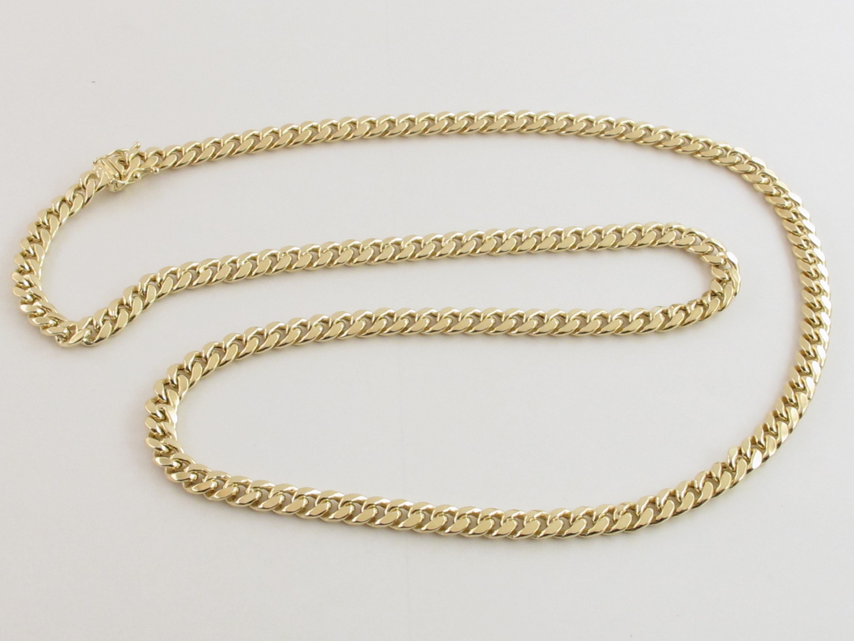 14k Yellow Gold Miami Cuban Curb Link Chain Necklace 22 - Etsy