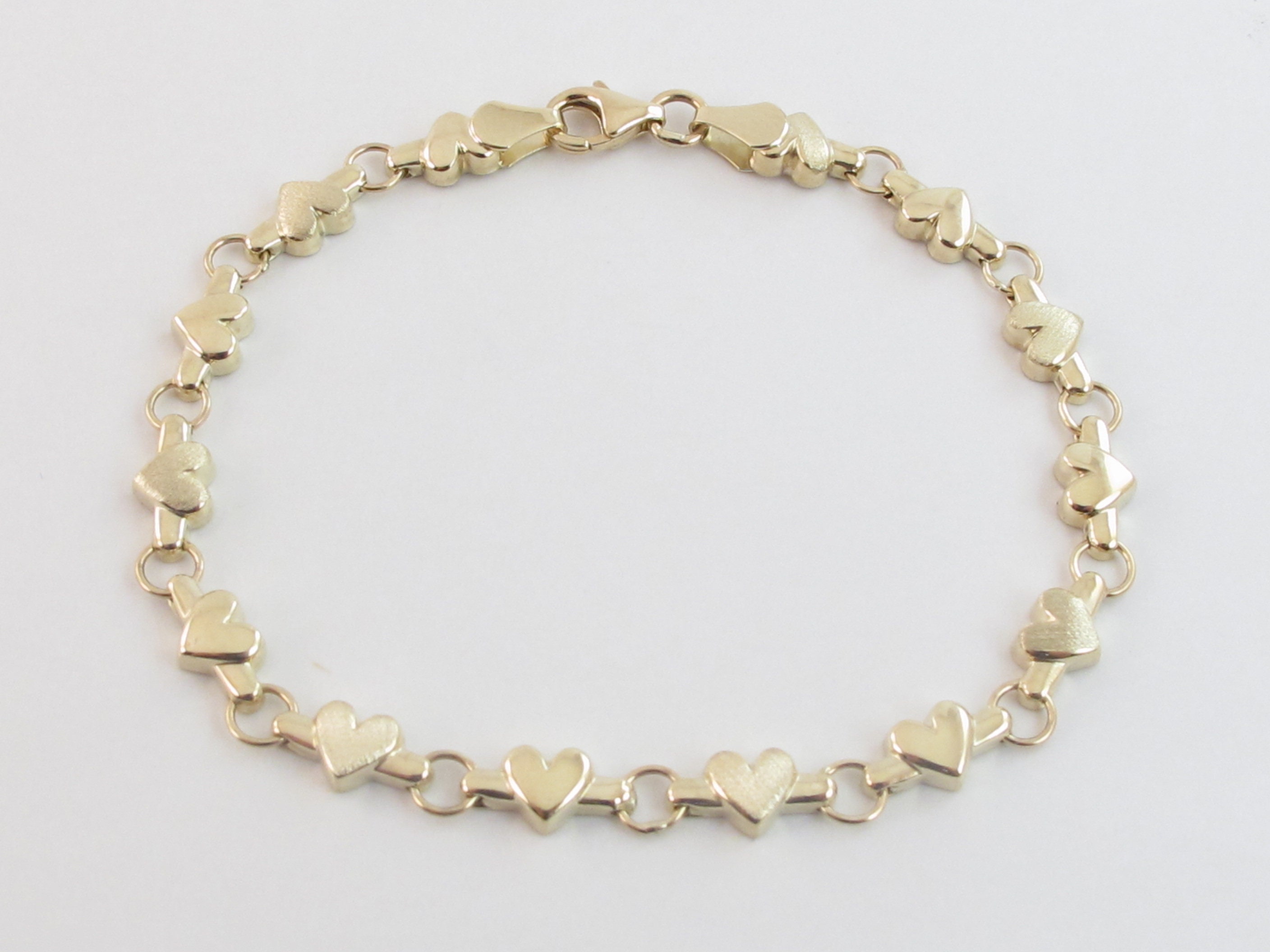 14k Yellow Gold Heart Bracelet Etsy