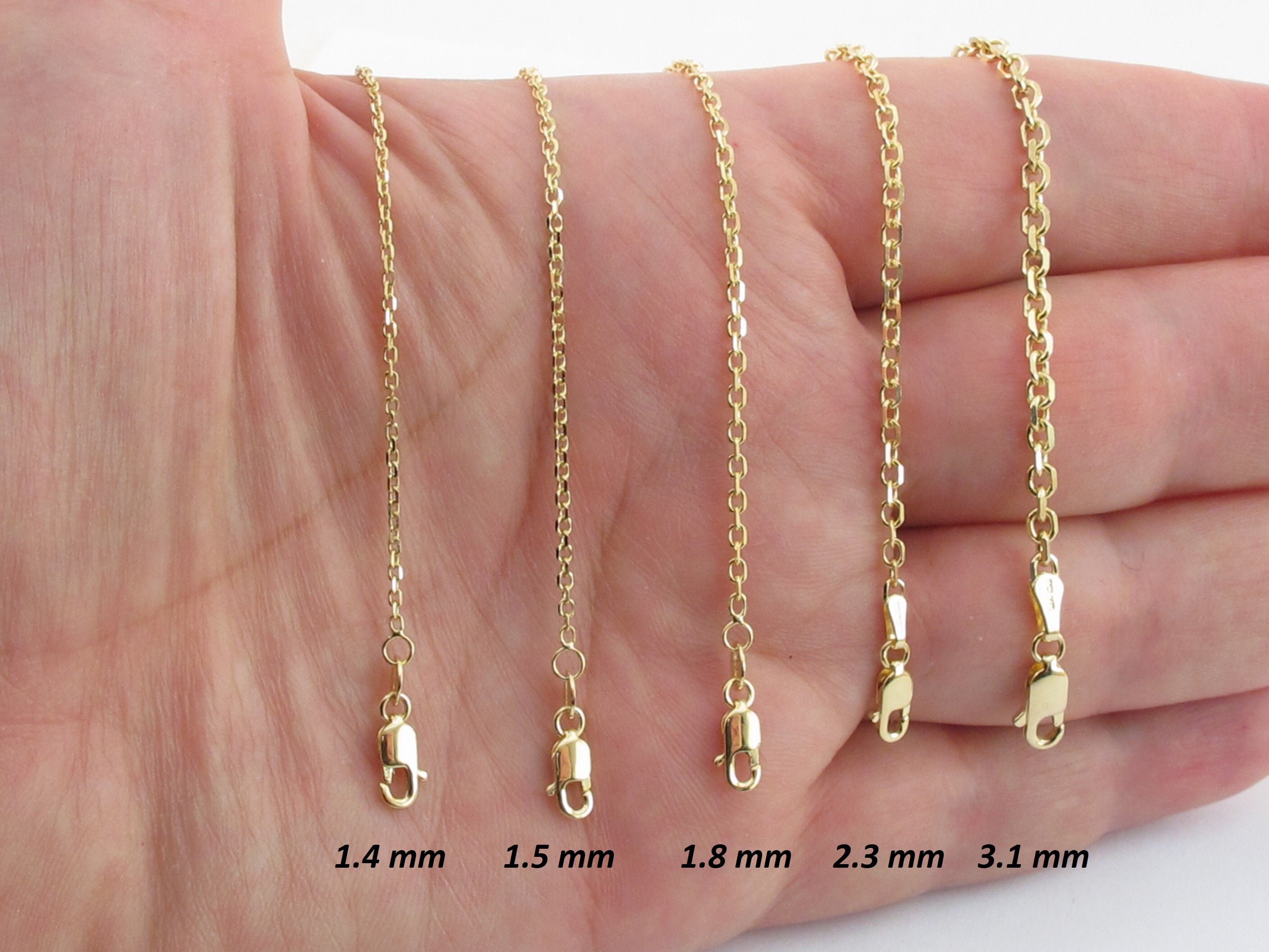 14k Solid Yellow Gold Cable Chain 16 18 | Etsy