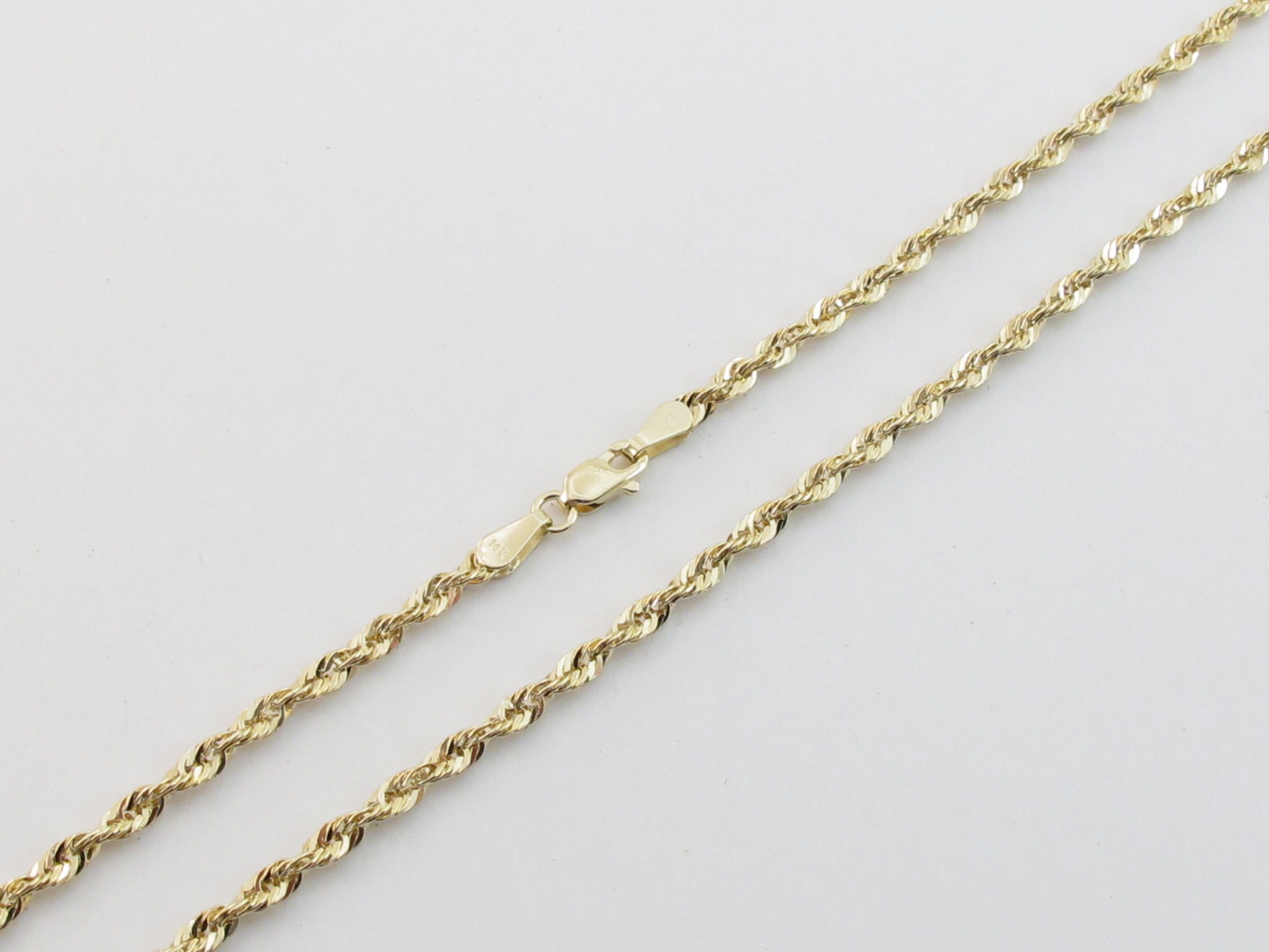 14k Yellow Gold Diamond Cut Rope Chain 16 18 20 22 24 -  Hong Kong