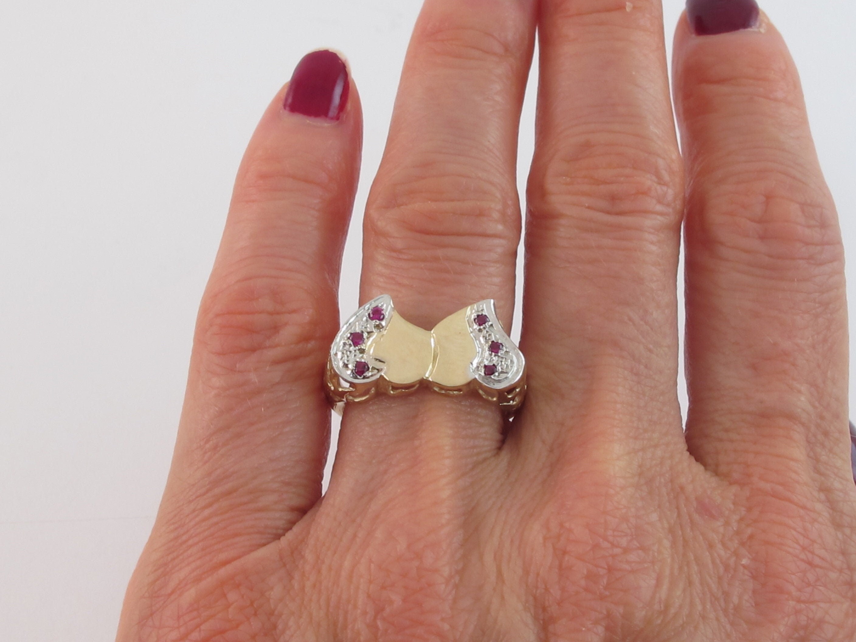 14k Yellow Gold Heart Ruby Ring: Engraved Valentine's Gift