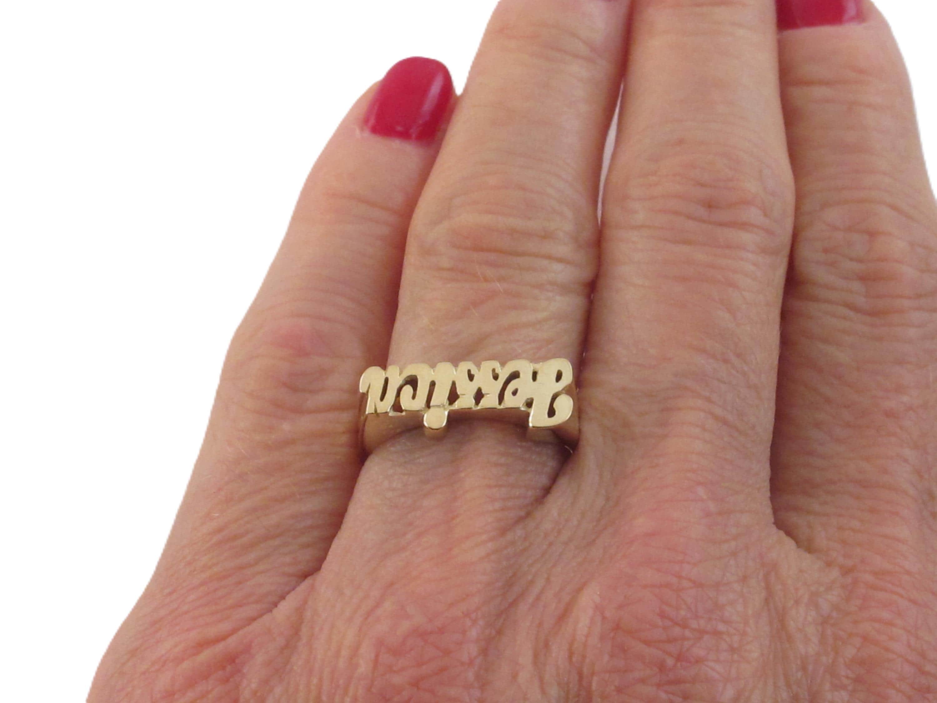 14k Solid Gold Name Ring - Custom Script, Hand Made - Available in 10K ...